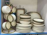 32pcs white-brown/black Dinnerset