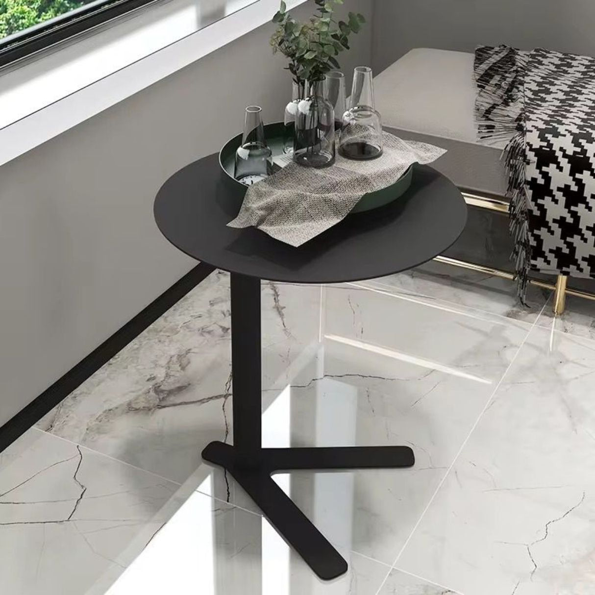 Modern Iron Frame Accent Side Table