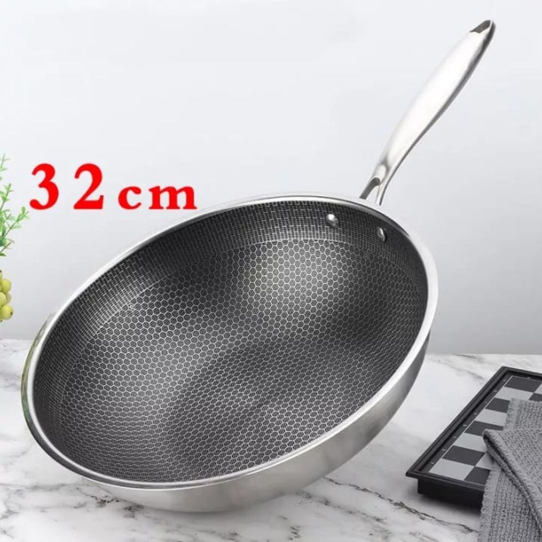 Wok pan without cover full honey comb nonstick 32cm.