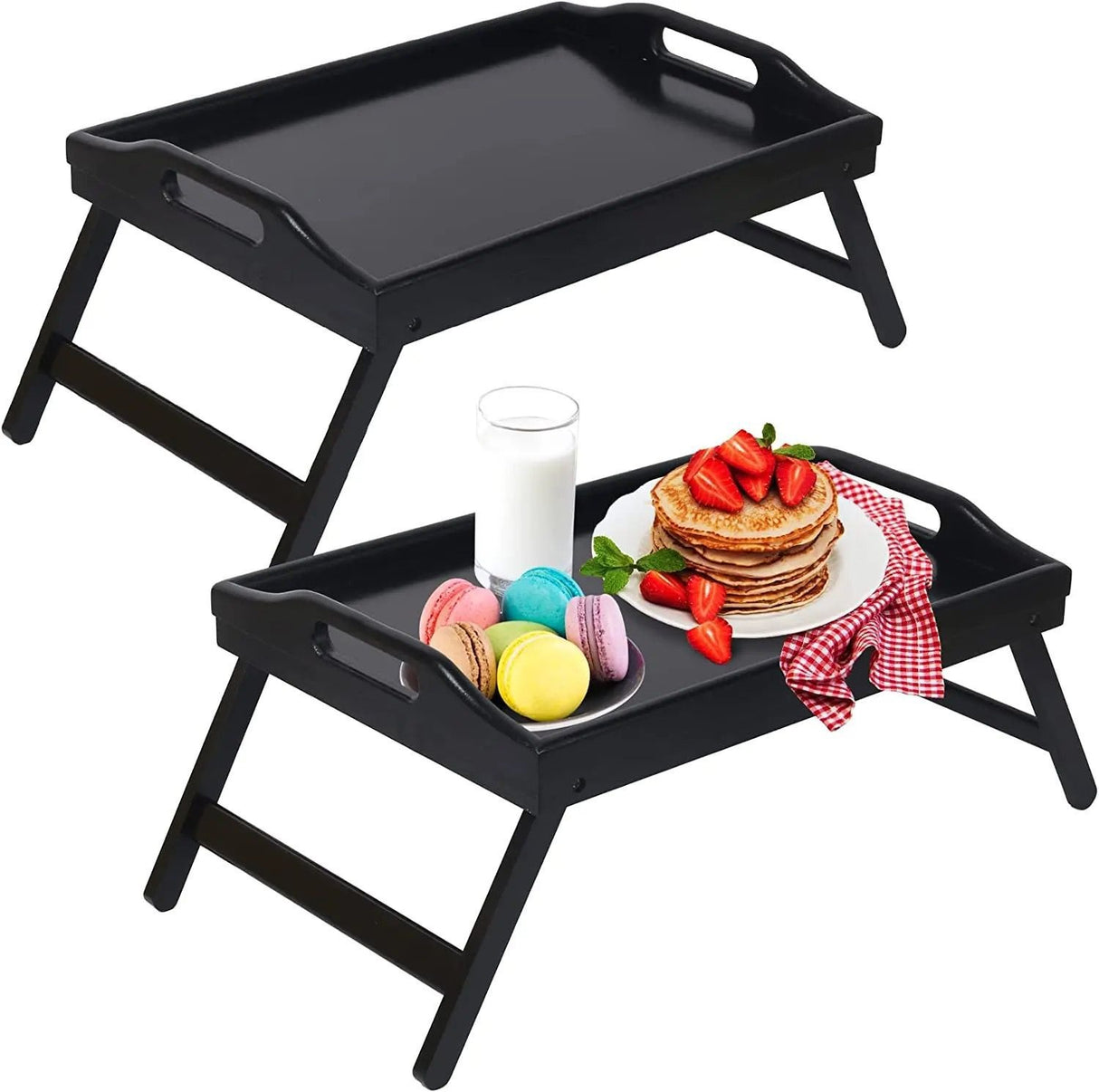Eco friendly black bamboo tray with foldable legs