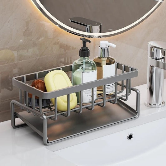 Sink Caddy with Water Draining Tray/Multifunctional Sink Sponge Detergent storage Rack