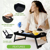 Eco friendly black bamboo tray with foldable legs