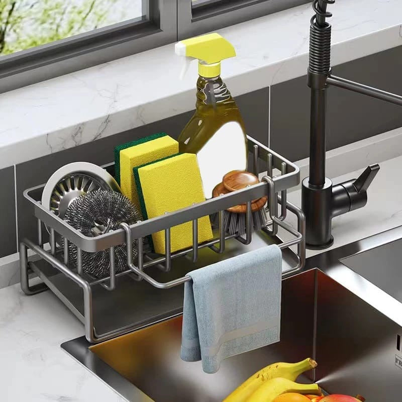 Sink Caddy with Water Draining Tray/Multifunctional Sink Sponge Detergent storage Rack