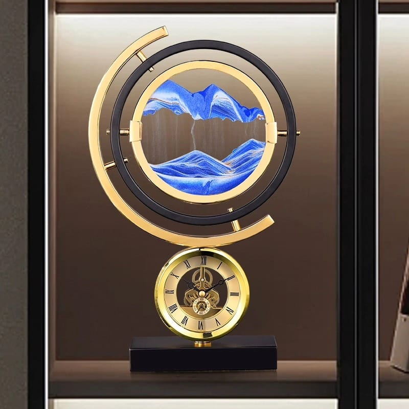 3D Flowing Sand Globe Roman Clock Center piece