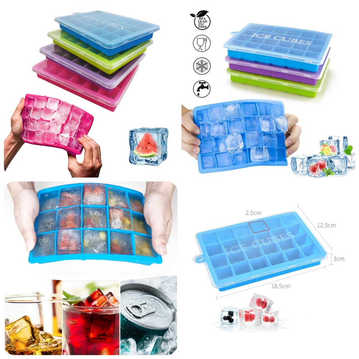 Reusable Silicon Ice Cube Mould with Lid