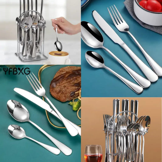 24pcs Heavy duty quality cutlery sets(SILVER)