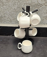 Unique Cappuccino Cups with Bamboo Stand