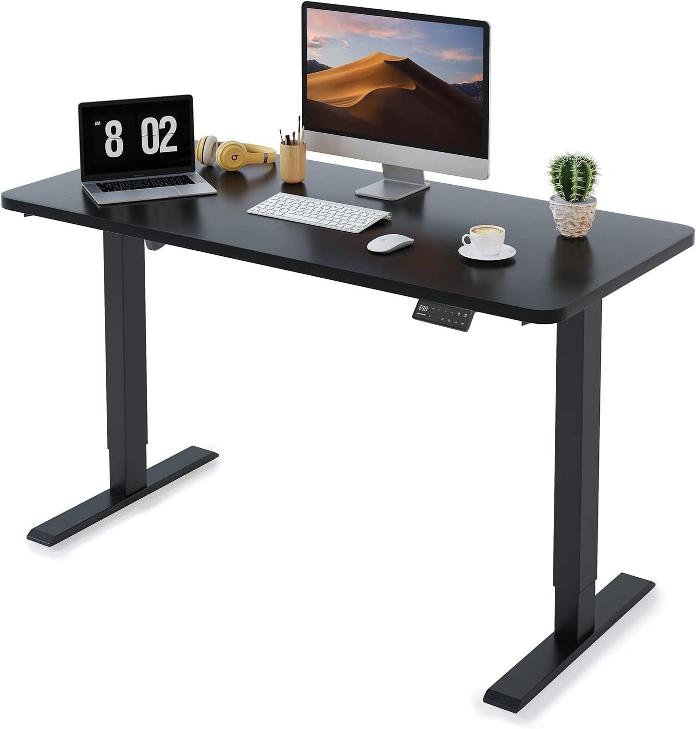 Adjustable Height Electric Standing Laptop Computer Desk Workstation with Automatic Memory and Intelligent LED Display