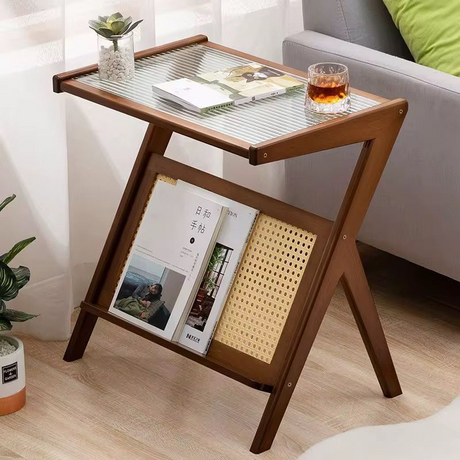 Rattan Side Table/ Bedside Table/Boho End Table 