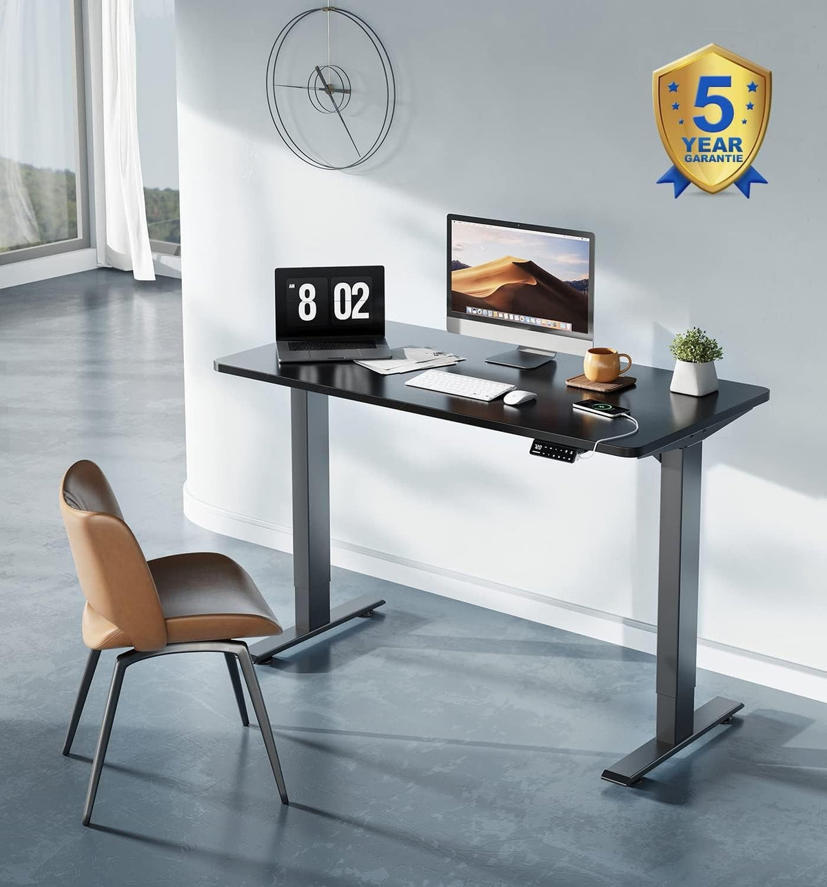 Computer Desk Automatic Adjustable Height Electric Standing Laptop Computer Desk Workstation w ...