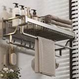 Bathroom wall mounted towel rack accessory with hooks 60cm