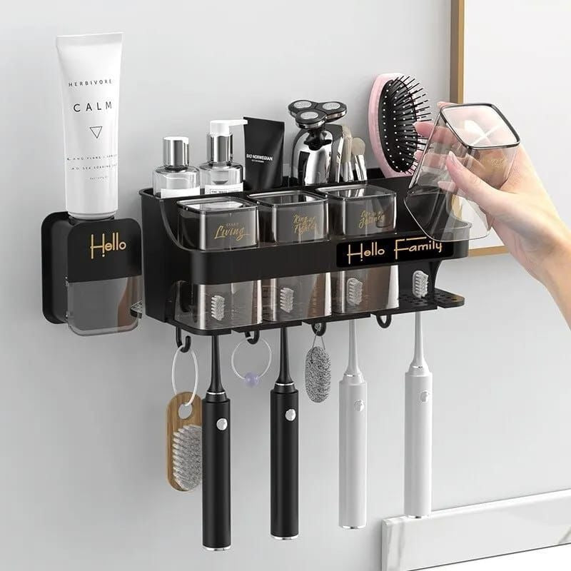 Toothbrush holder /Toothpaste dispenser with 4 cups