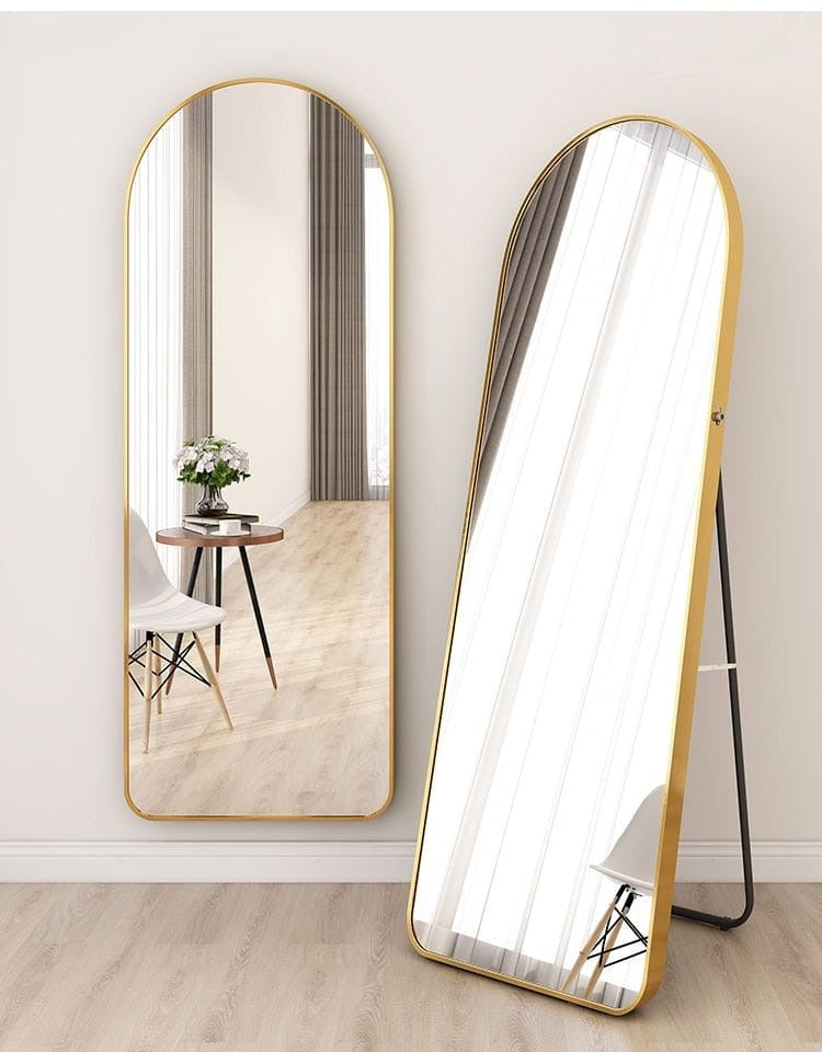 Standing Upper Curved shape full length dressing mirror with metallic frame