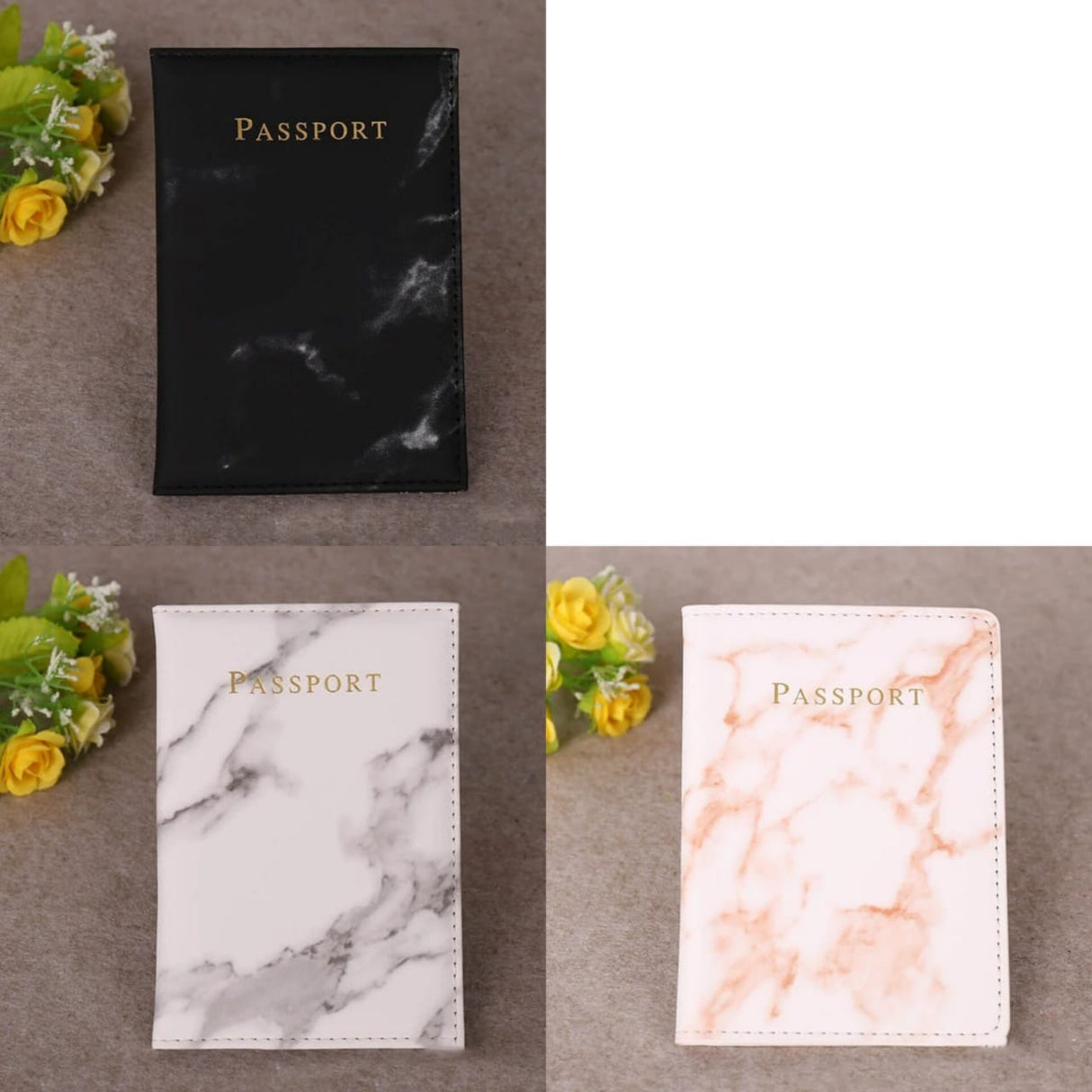 Pu leather passport cover with marble effect