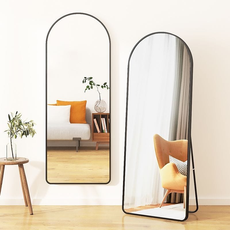 Standing Upper Curved shape full length dressing mirror with metallic frame