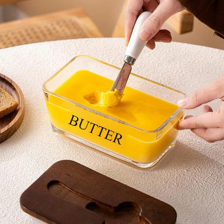 transparent Glass butter dish