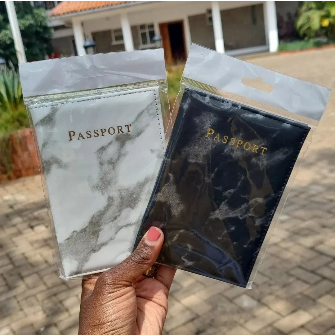 Pu leather passport cover with marble effect