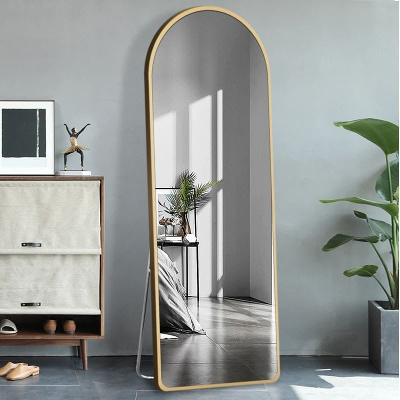 Standing Upper Curved shape full length dressing mirror with metallic frame