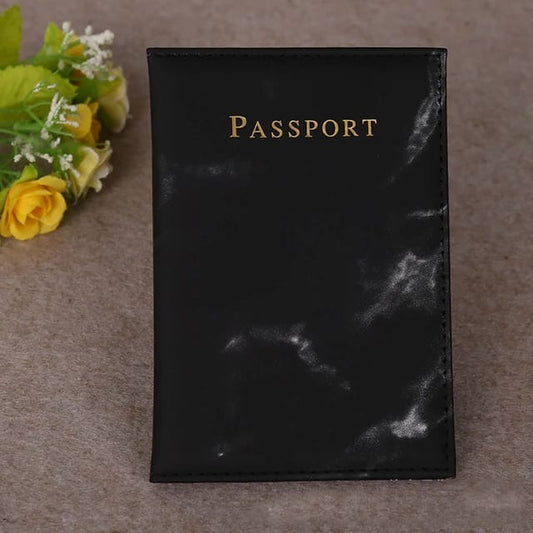 Pu leather passport cover with marble effect