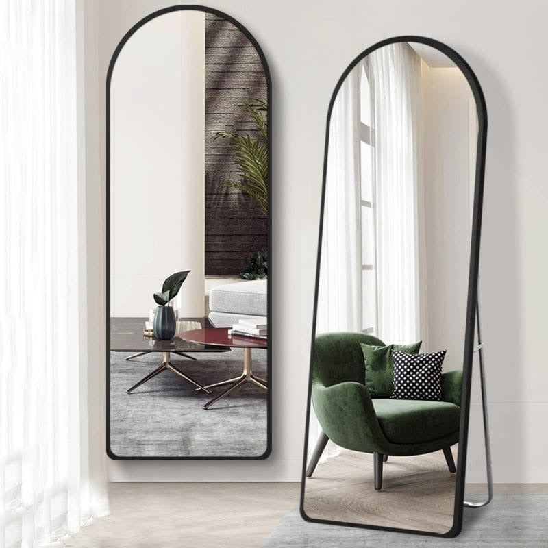 Standing Upper Curved shape full length dressing mirror with metallic frame