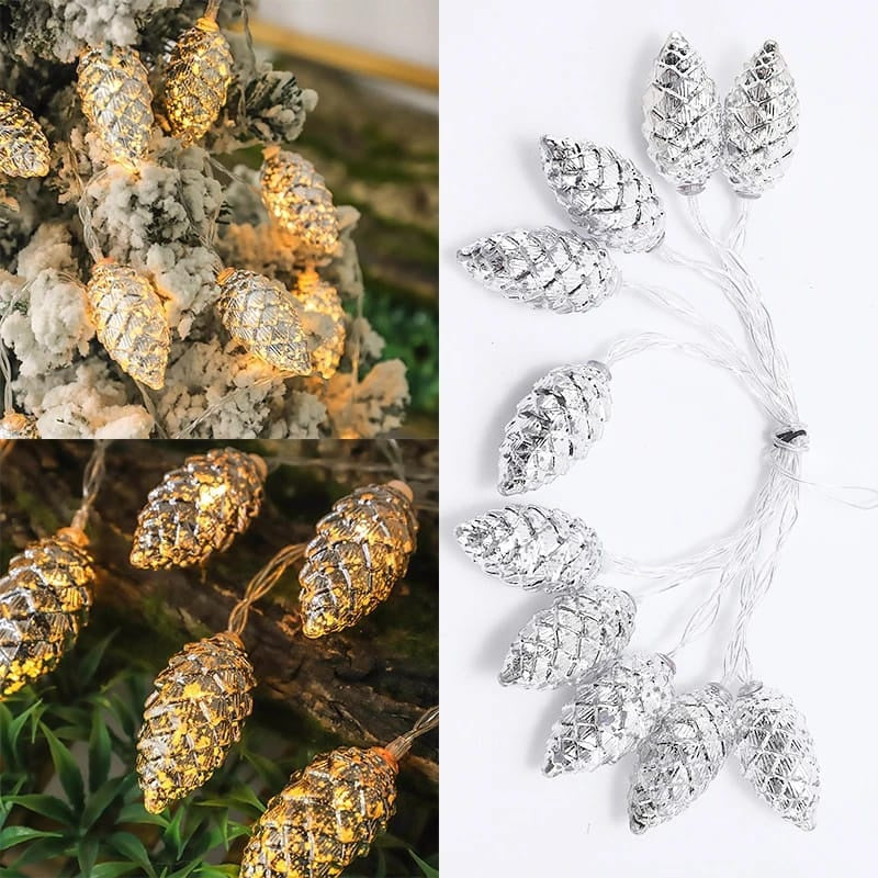 New Christmas Pine Cone Light String Christmas Fairy Lights String Party Decor Christmas Tree Pendant 10PCS