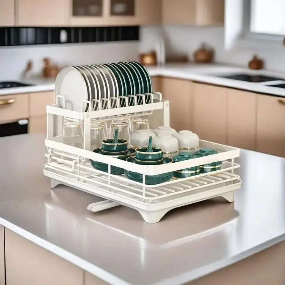 2 tier dish rack with cutlery holder & Chop Board Holder