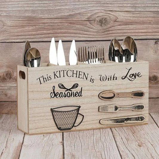 Wooden Kitchen Utensils Holder Cutlery