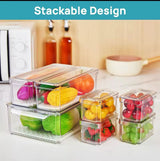 BPA-Free Stackable acrylic Fridge Organizer Bins with Lids 7 pcs