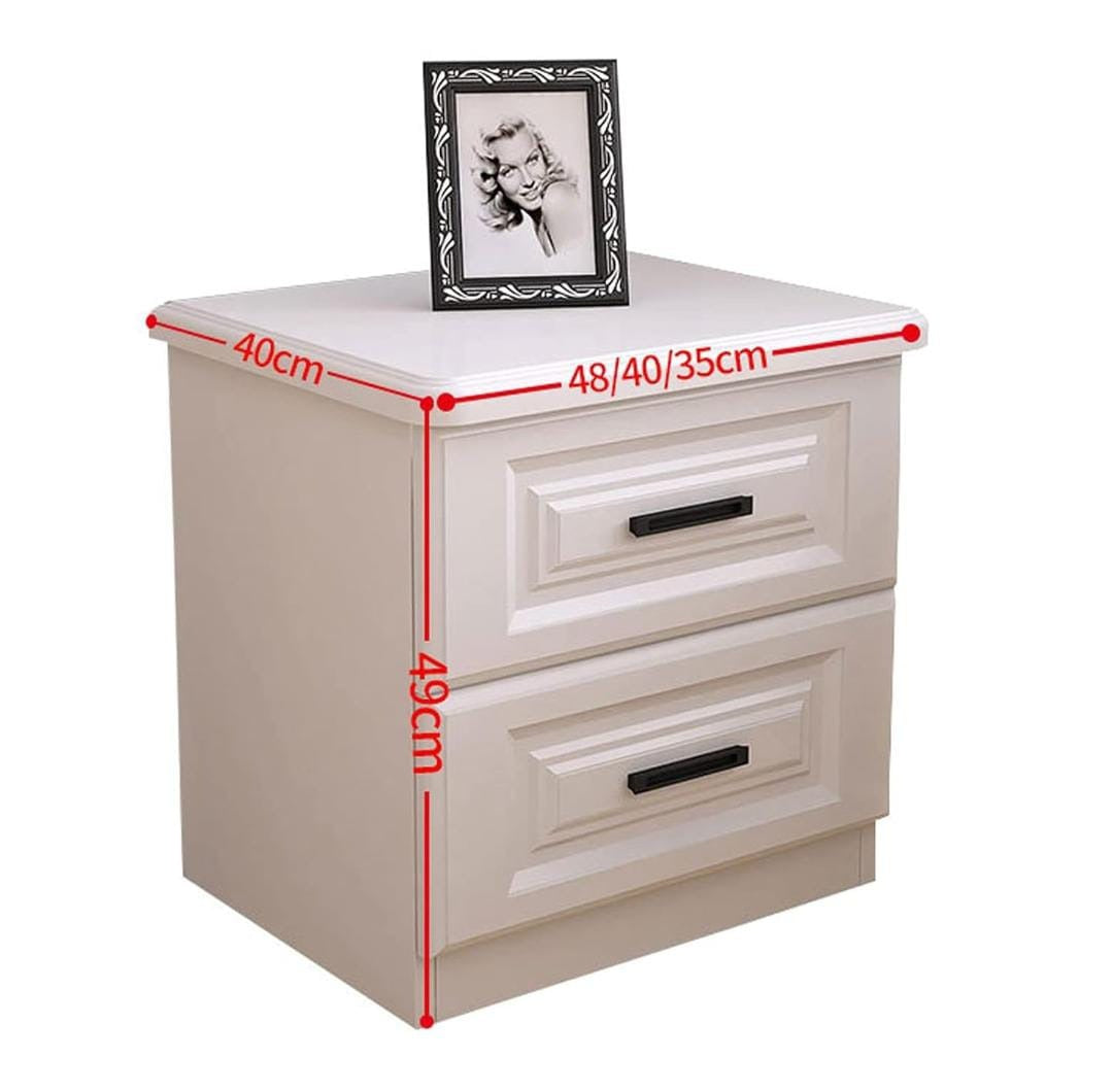 Contemporary 2 Drawer Nightstand, Modern Paint Accent Side Table with Handle, Fully Assembled Bedside Table Storage Cabinet