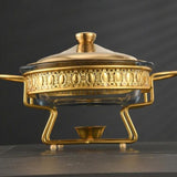 Chaffing dish 1pc Round glass and gold
