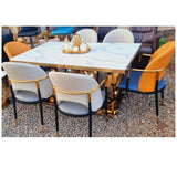 pure marble dining table with six dining chairs