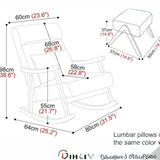 Modern Rocking Chair with Arch Headrest and Seat Cushions Relaxing Padded Seat for Patio Courtyard