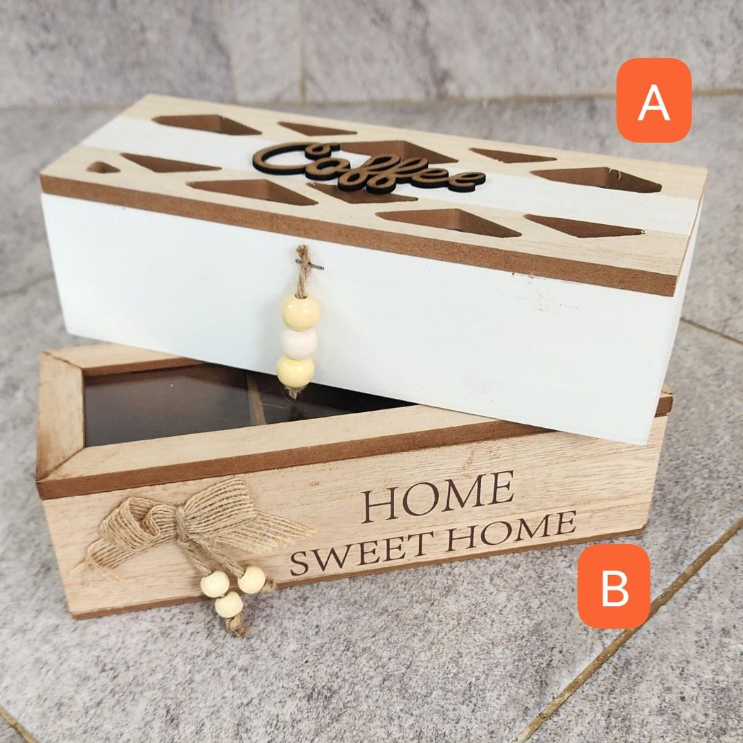wooden teabag coffee organizer