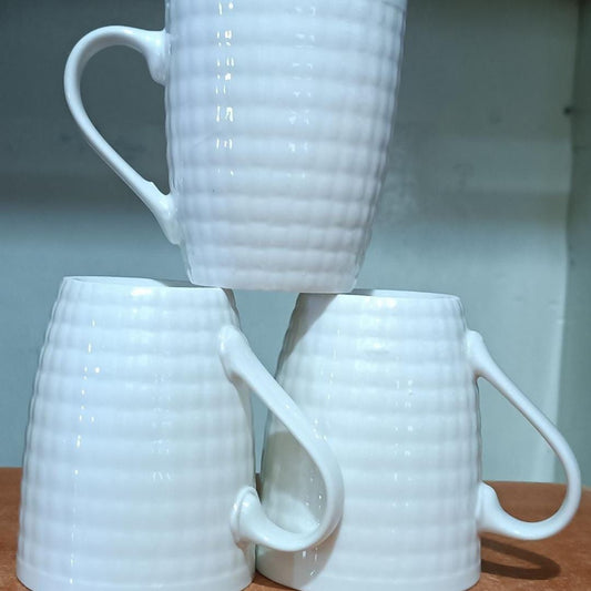 Ceramic White Dotted Cups/ Mugs A SET OF 6