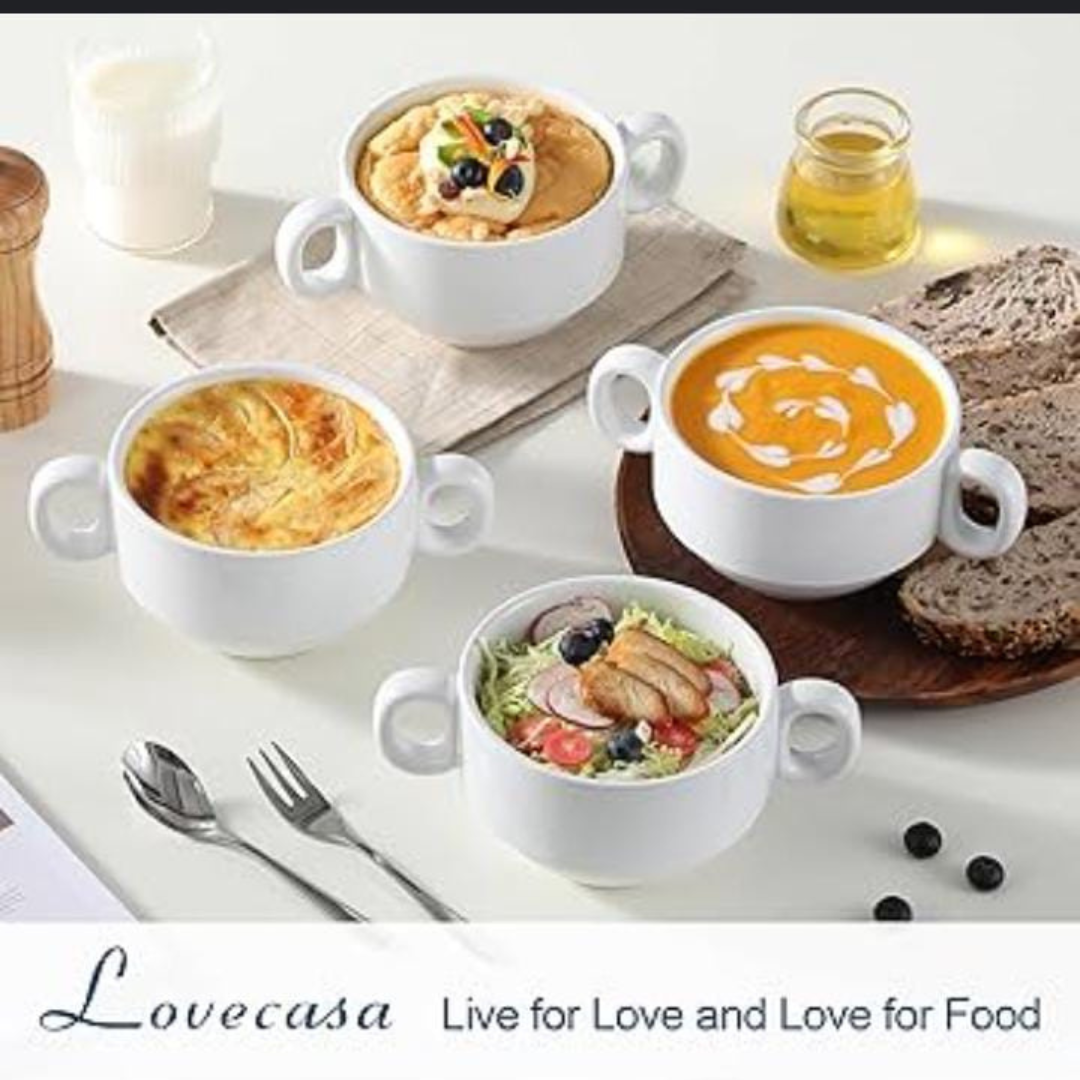 ceramic bowls with handles 6pcs