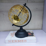 World Map Armando gold perforated table globe with black base