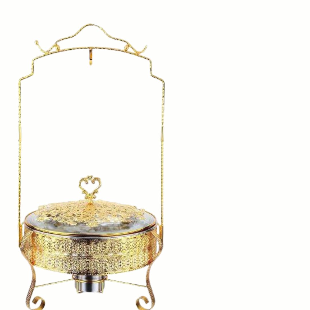 Gold Plated Round Cheffing Dish 8 Ltr