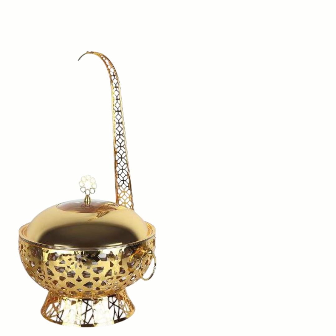 Gold Plated Round Cheffing Dish 8 Ltr