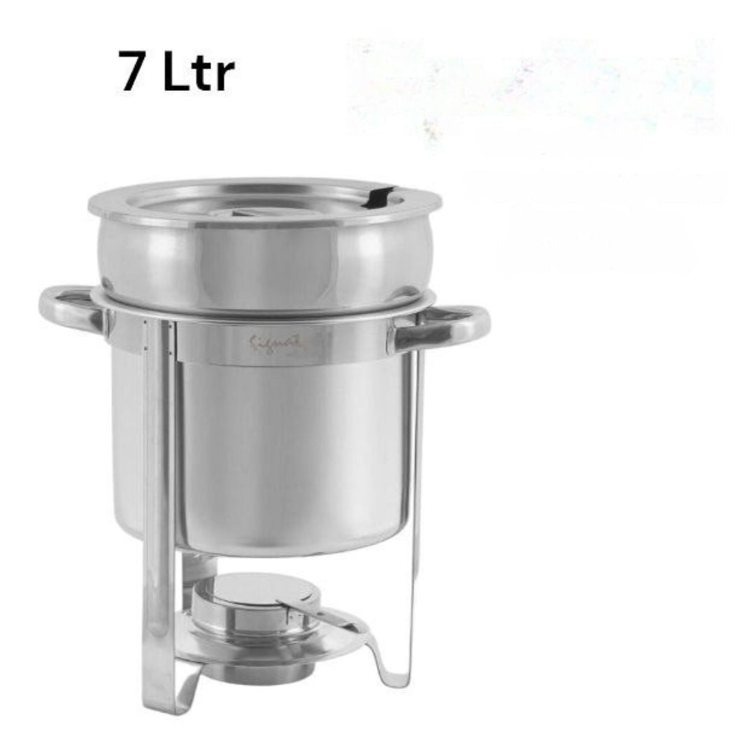 7L Stainless Steel Soup Station
Capacity: 7-litre capacity – perfect for serving soups, sauces, or stews in bulk.

Design: Sleek stainless steel build for a modern look and professional presentation.

Functionality: Keeps soup warm, fresh, and ready to serve at all times.

Material: Durable and rust-resistant, easy to clean and maintain.

Use: Ideal for buffets, restaurants, and catering setups needing consistent heat.