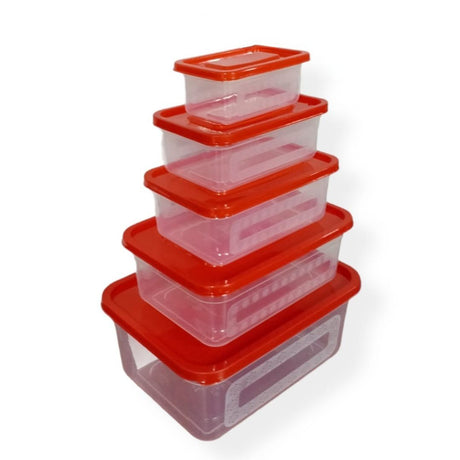 A set of 5 plastic containers