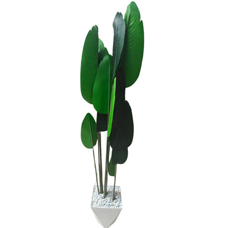 Artificial banana leaf plant with decorative plastic vase 180 cm