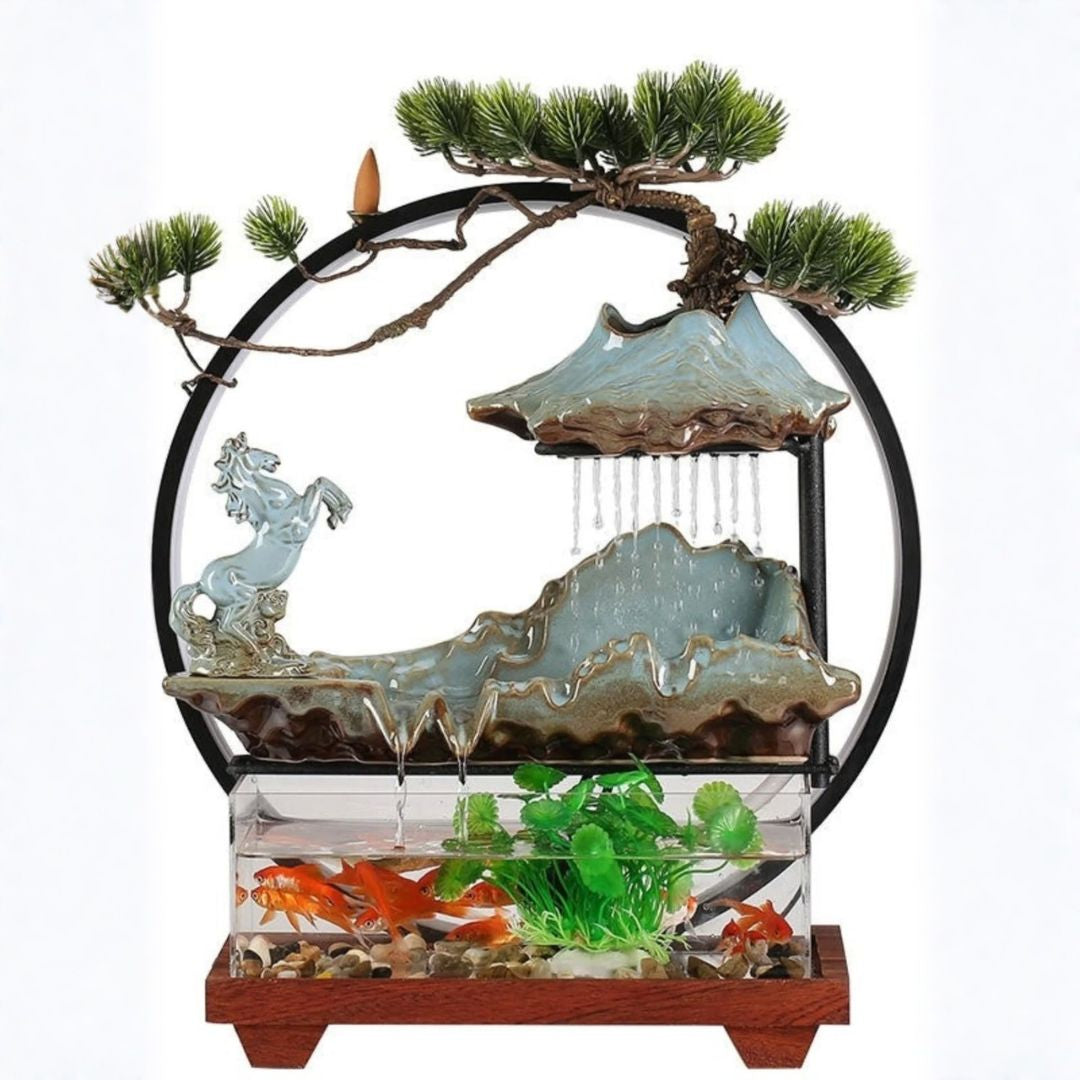 Bamboo Fountain Desktop Fishbowl – Feng Shui Water Feature