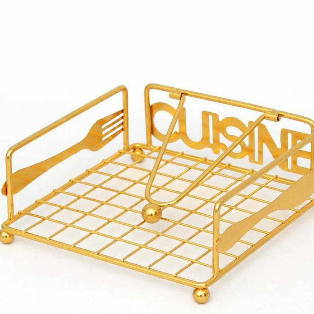 Gold Cuisine Metal Napkin Holder