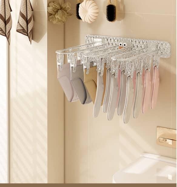 Wall Mounted Folding Laundry Drying Rack with 24 Clips