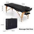 Portable Foldable Wooden Massage Bed with Adjustable Height & Face Cradle (Black, 72 inches)