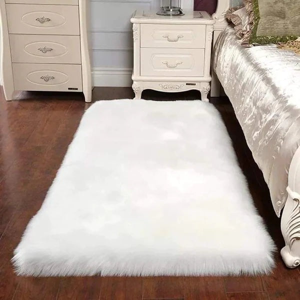 Faux fur bedside mats