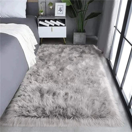 Faux fur bedside mats