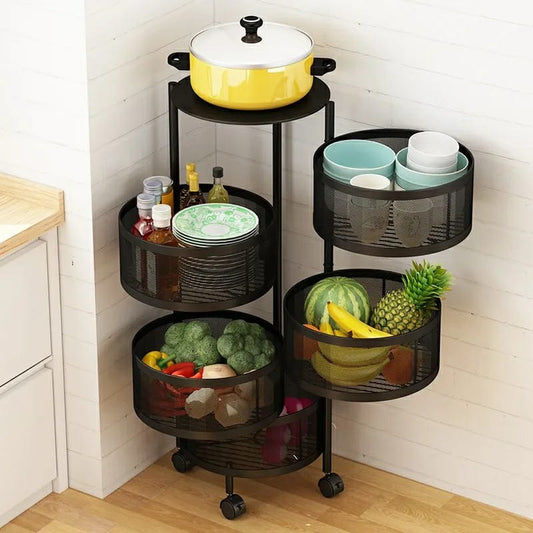 circular rotating kitchen storage rack