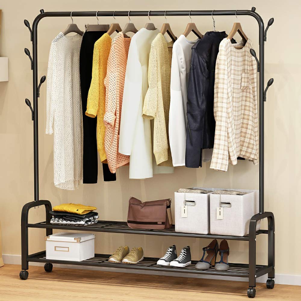 Upgraded Cloth Rack With Double Lower Storage Spaces & Has Lockable Wh ...