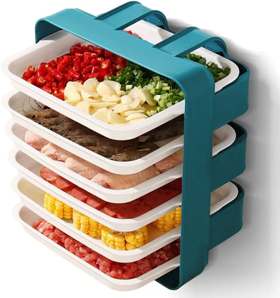 Kitchen multilayered food prep rack